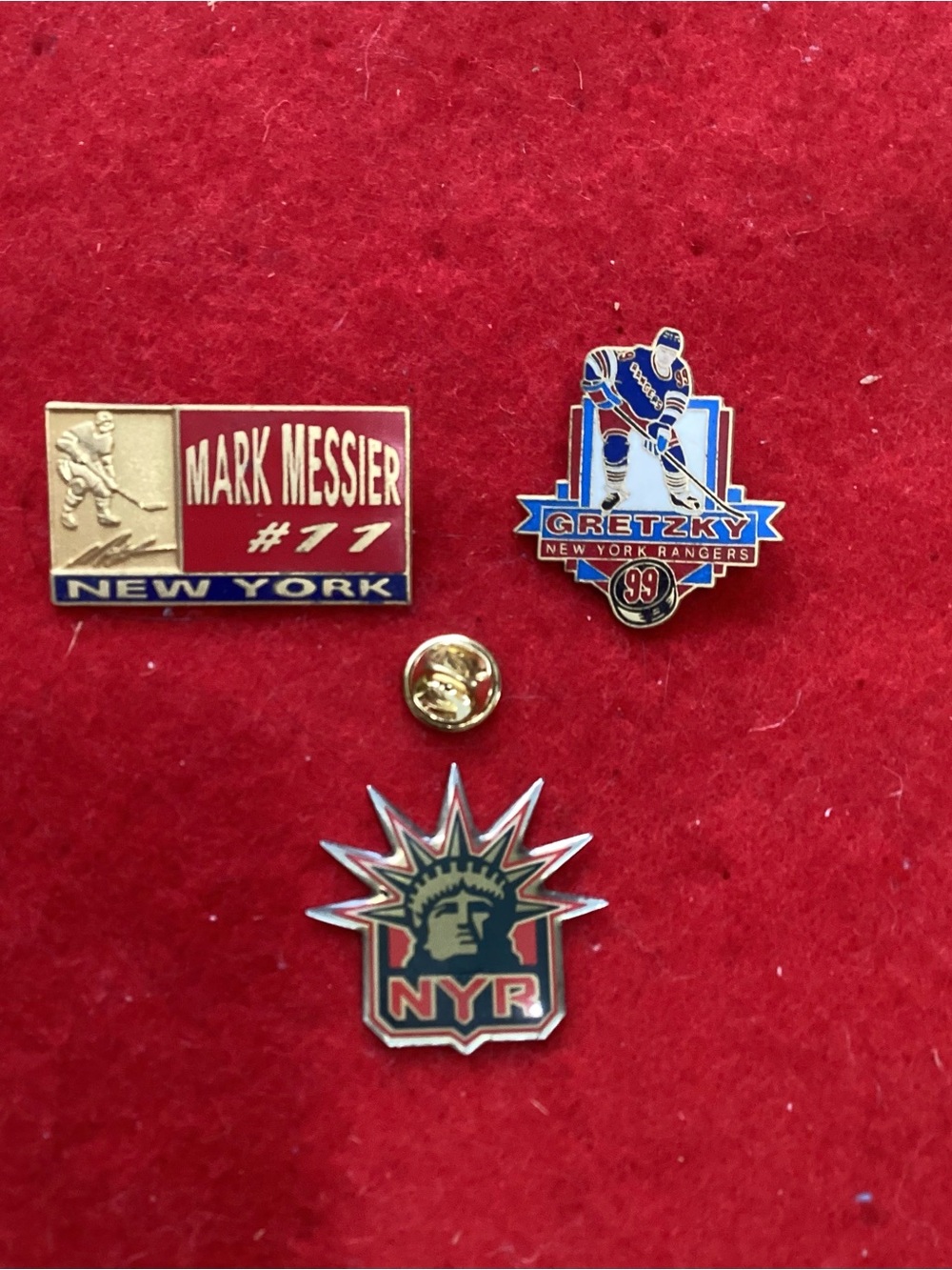 New York Rangers Souvenir Straight Back Pins TWO and a bonus, Messier, Gretzky